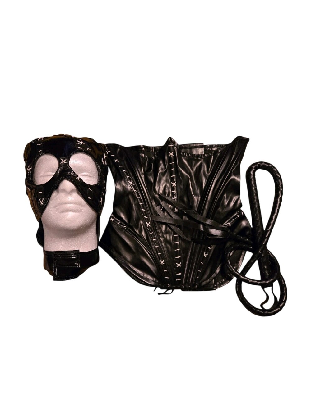 Batman Returns Catwoman Cosplay Set Mask Corset And Prop Whip (Not Real) Sz S
